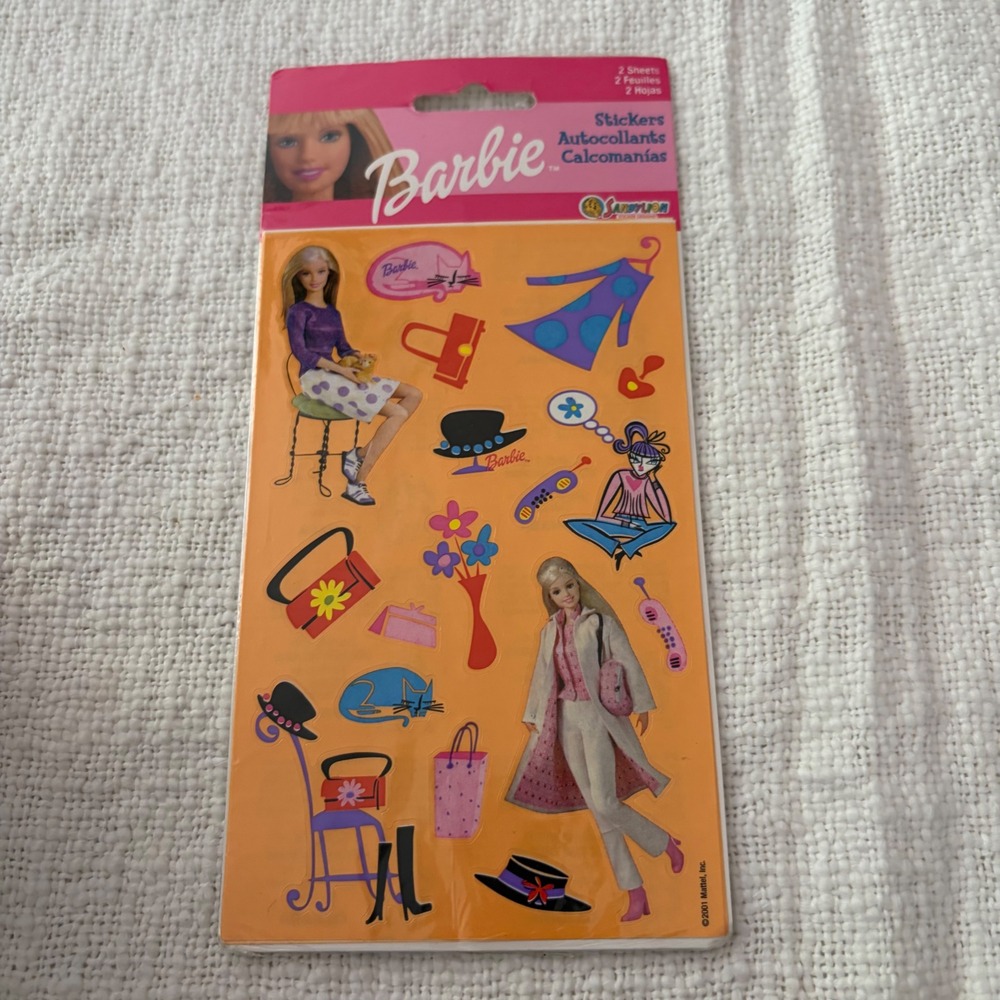 Vintage 2001 Barbie Sandylion Stickers 2 Sheets Y2K Fashion Mattel Acid Free